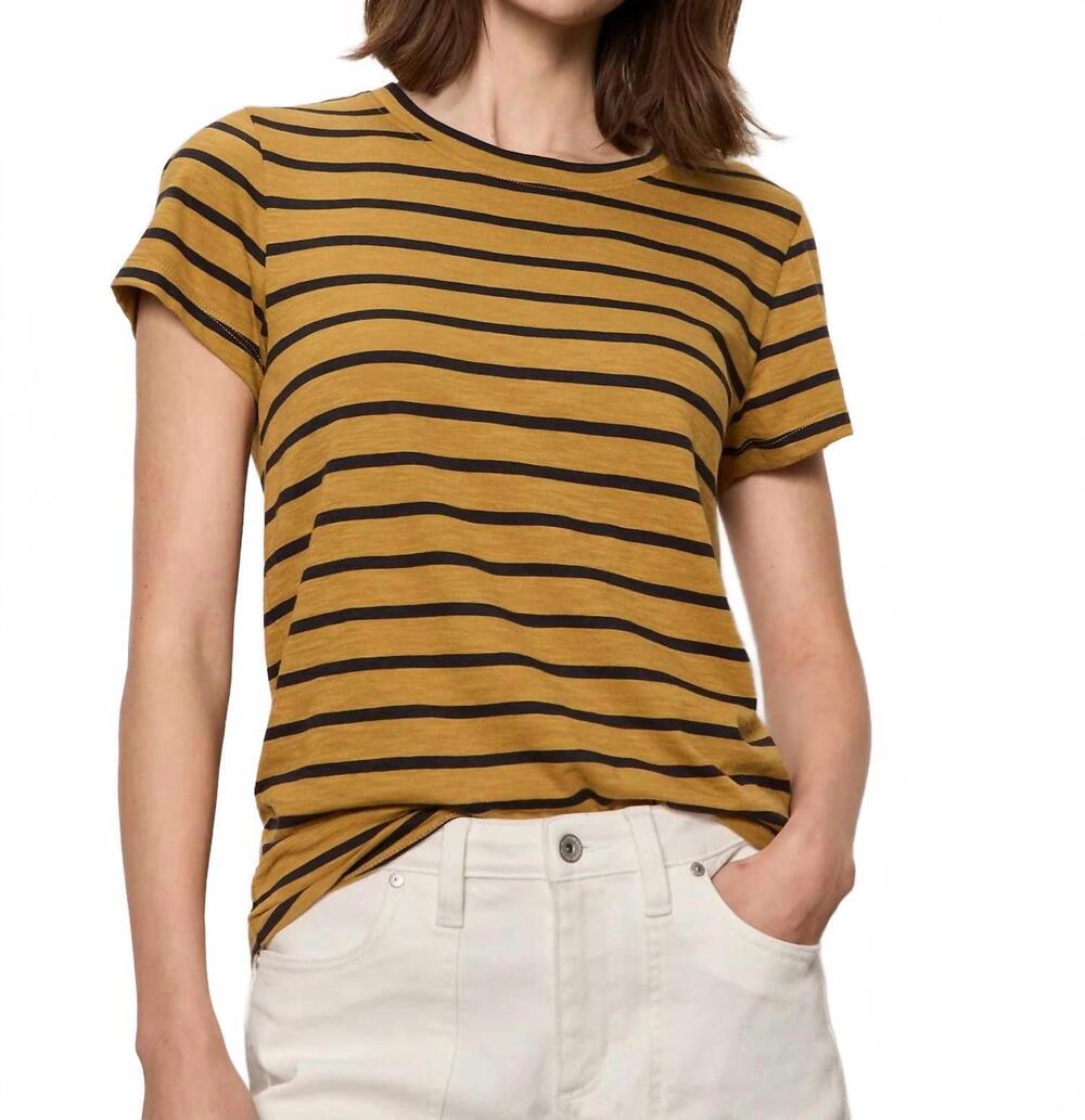 NEW SANCTUARY women's the perfect tee in cumin/black stripe